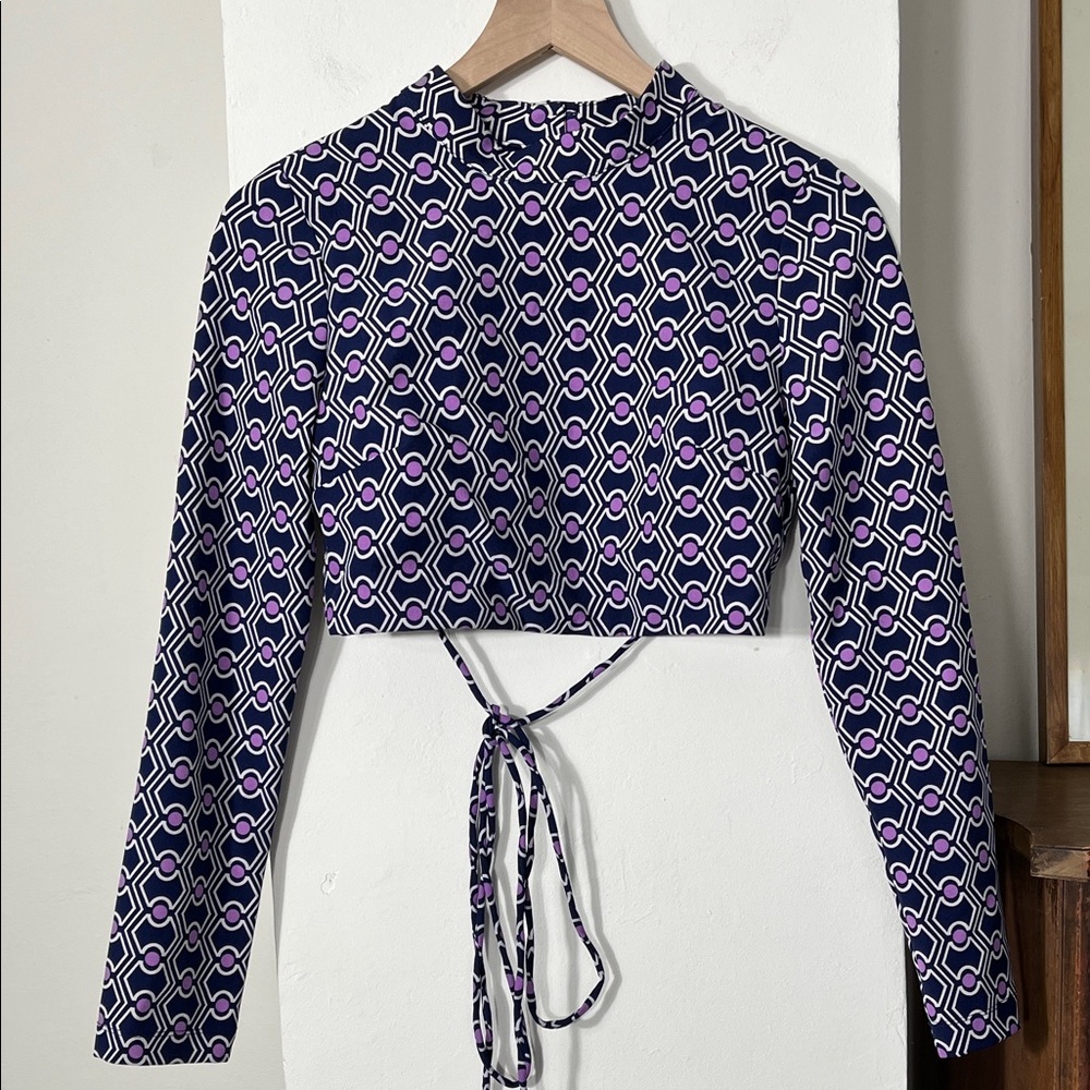 Zara Purple and Black Geometric Blouse